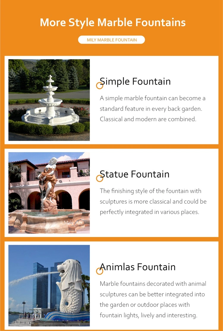 Garden Ornament Decoration China Supplier Factory Customized Outdoor Decorative Nature Stone Water Horse White Marble Fountain for Sale