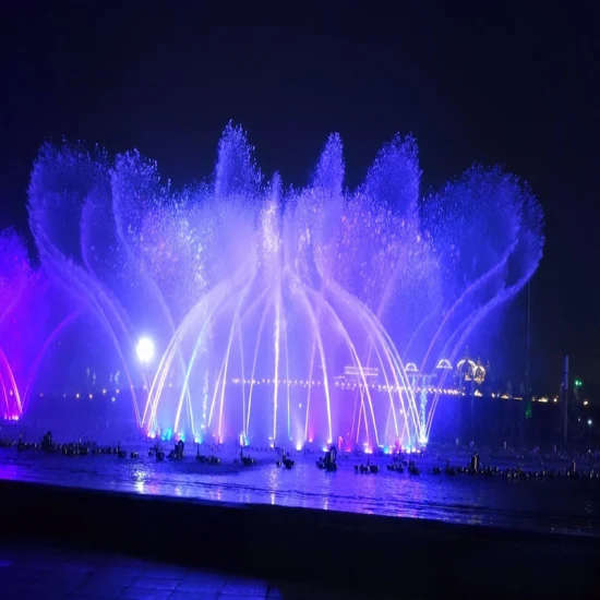 Colorful Water Fountain Magic Wave Water Scape, Indoor Outdoor Interactive Fountain Musical Dancing Show Fountain with Fire Show